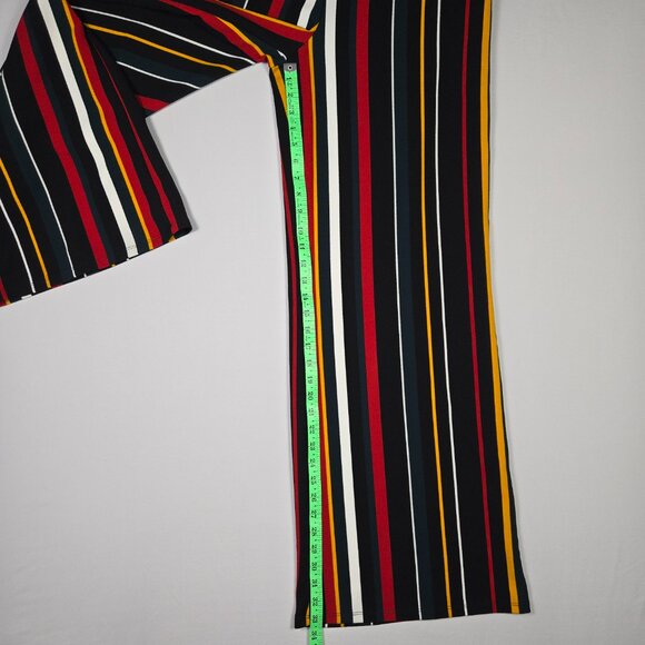 Fashion Nova 1X High Rise Wide Leg Pants Multicolor Stripe Zip Front Stretch - Picture 10 of 12